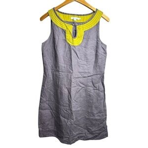 Boden Gray & Yellow Sleeveless Shift Dress Women’s Size 6R‎